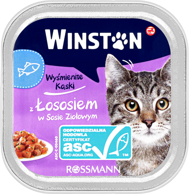 WINSTON, karma pełnoporcjowa mokra dla dorosłych kotów, z łososiem w sosie ziołowym, 100 g