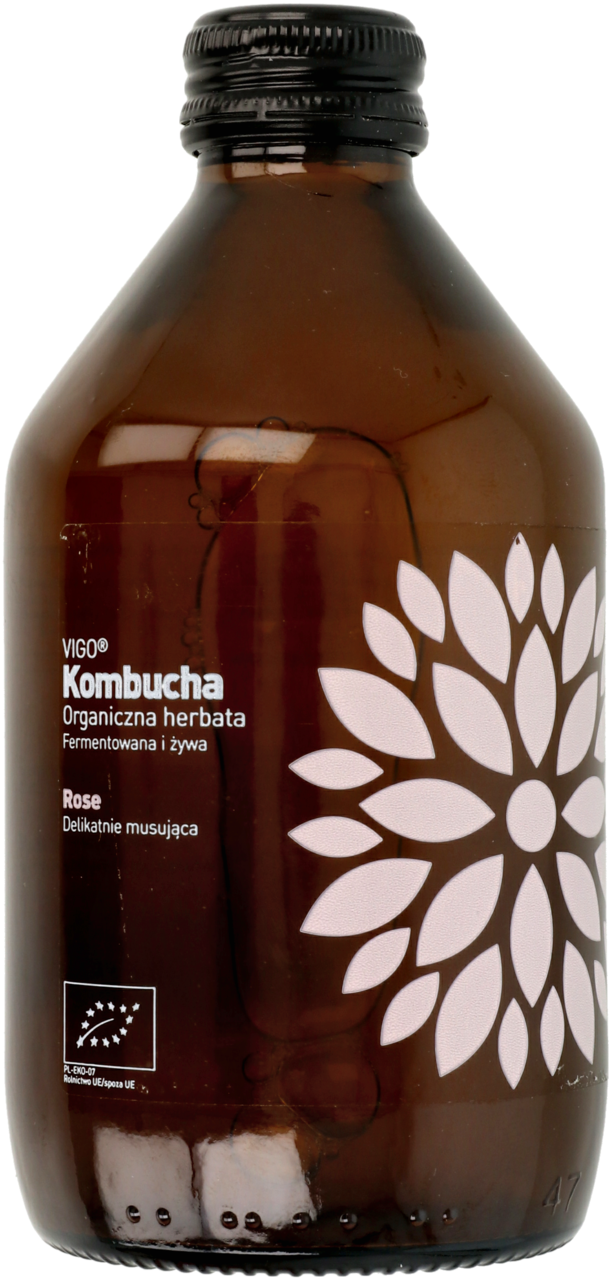 VIGO KOMBUCHA, organiczna herbata, delikatnie musująca, róża, 315 ml