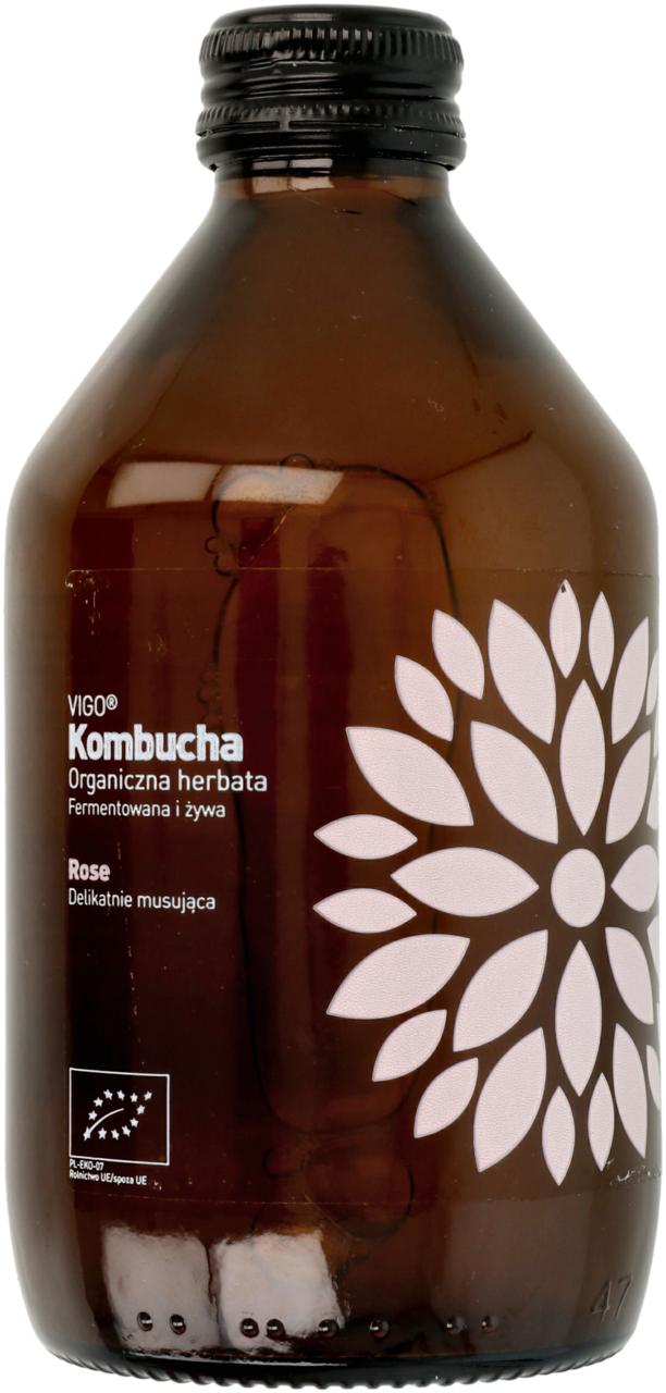 VIGO KOMBUCHA, organiczna herbata, delikatnie musująca, róża, 315 ml
