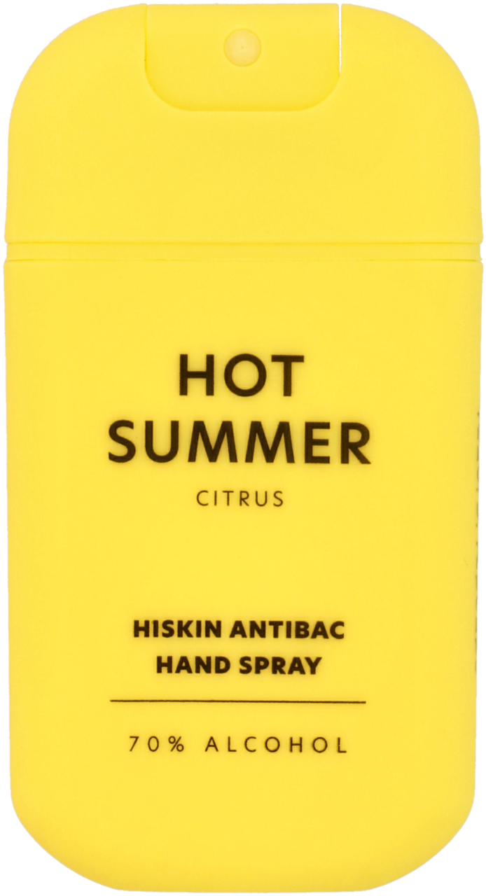 HISKIN, Hot Summer , spray do dezynfekcji rąk, o działaniu bakterio