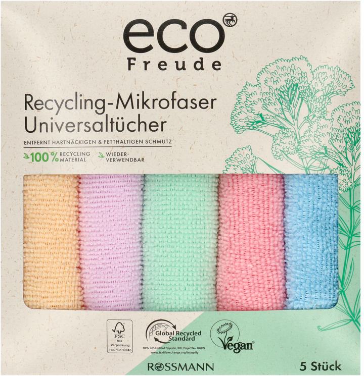 ECO FREUDE, ściereczki z mikrofibry, wym. 32x32cm, 5 szt.