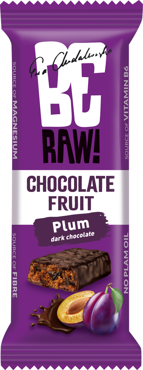 BERAW! EWA CHODAKOWSKA, Chocolate Fruit, baton o smaku śliwkowym, oblany gorzką czekoladą, 40 g