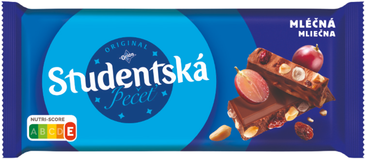 STUDENTSKÁ, czekolada mleczna, z orzechami ziemnymi, żelkami i rodzynkami, 180 g