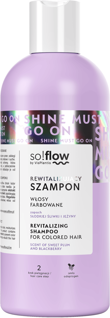 SO!FLOW BY VIS PLANTIS, szampon do włosów farbowanych, rewitalizujący, zapach słodkiej śliwki i jeżyny, 400 ml