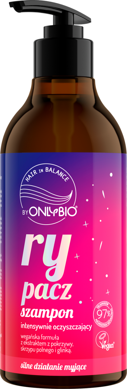 ONLYBIO HAIR IN BALANCE, rypacz-szampon do włosów, intensywnie oczyszczający, 400 ml