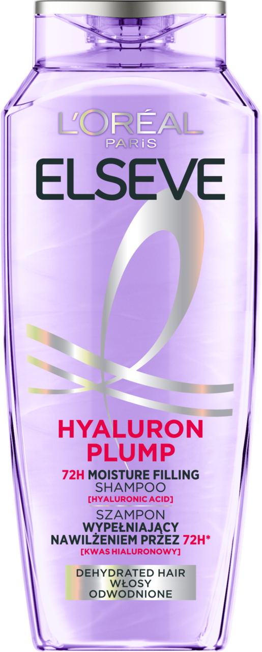 L'ORÉAL PARIS ELSEVE, Hyaluron Plump, szampon do włosów, wypełniający nawilżeniem, 72H, Kwas Hialuronowy, włosy odwodnione, 400 ml