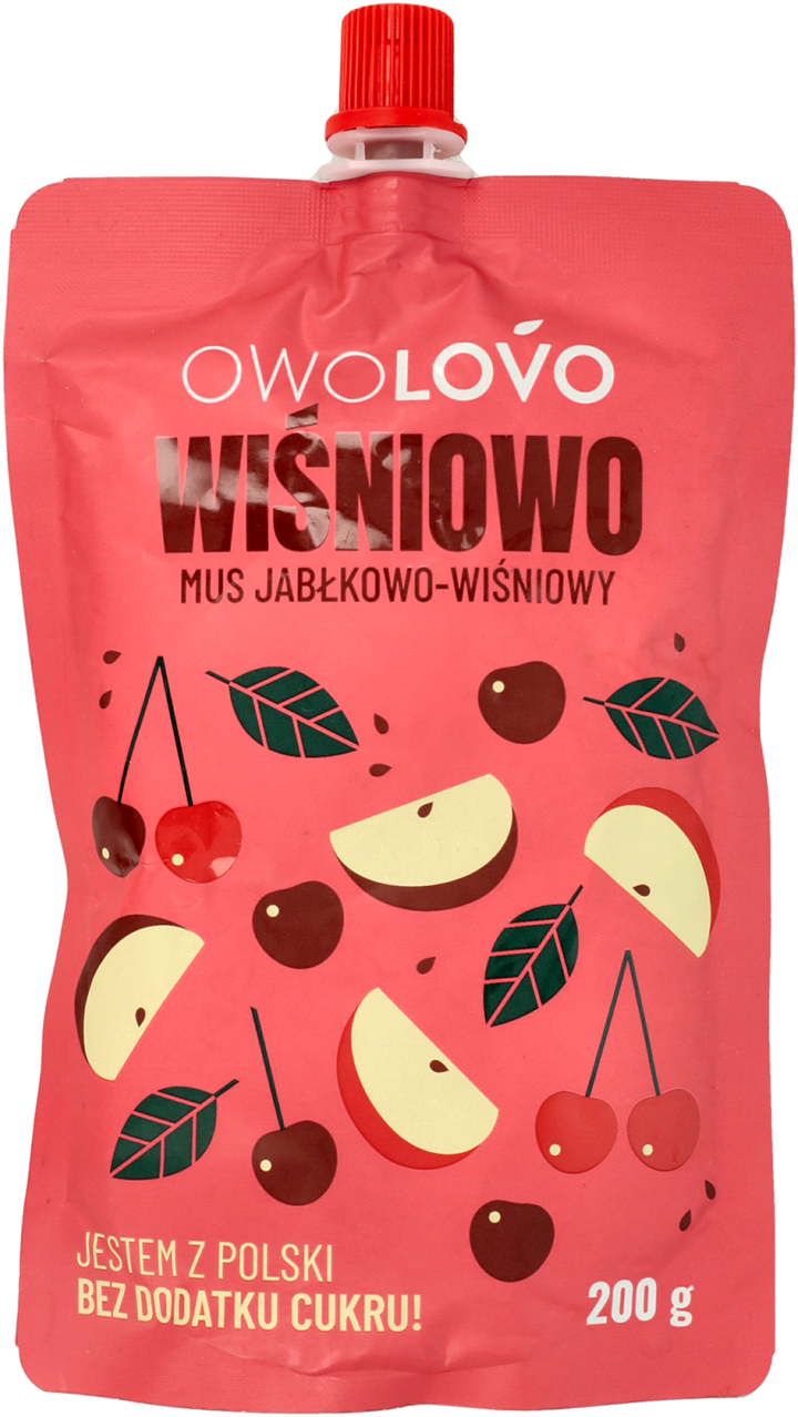 OWOLOVO, Wiśniowo, mus Jabłkowo-Wiśniowy, 200 g