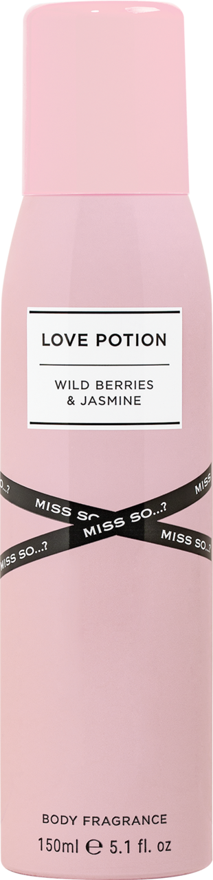 SO...? MISS SO...?, Love Potion, dezodorant w sprayu, perfumowany, dla kobiet, Wild Berries & Jasmine, 150 ml