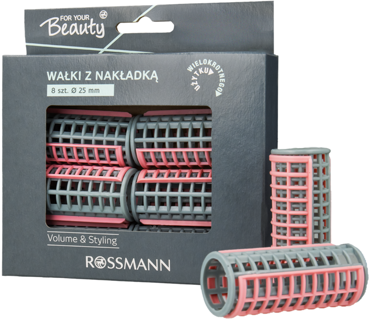 FOR YOUR BEAUTY, Volume & Styling, wałki do włosów, z nakładką, 8 szt.