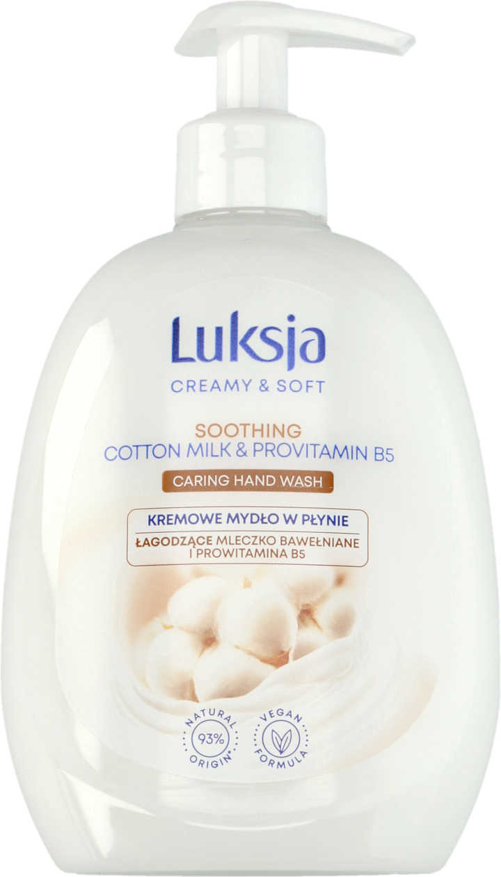 LUKSJA, Creamy & Soft, mydło w płynie, do rąk, Mleczko bawełniane, 500 ml