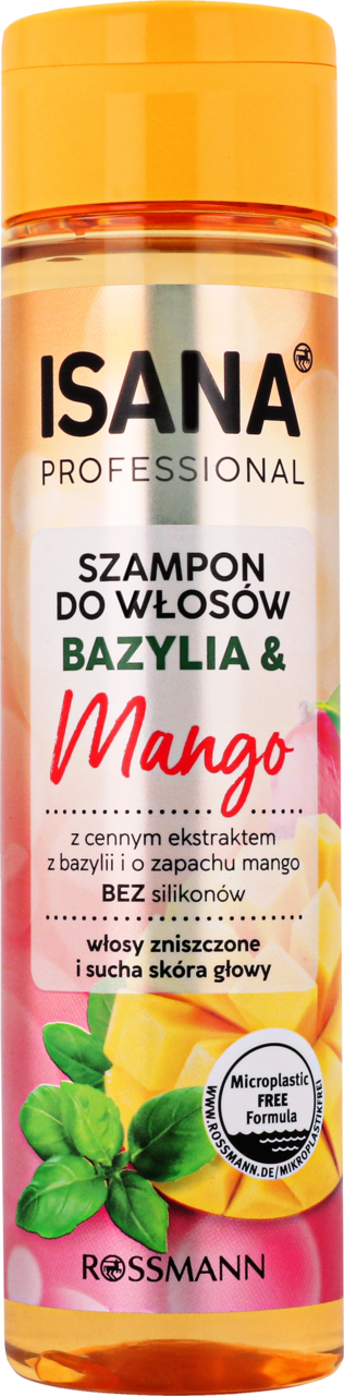ISANA PROFESSIONAL, szampon do włosów zniszczonych i suchej skóry głowy, Bazylia i Mango, 250 ml