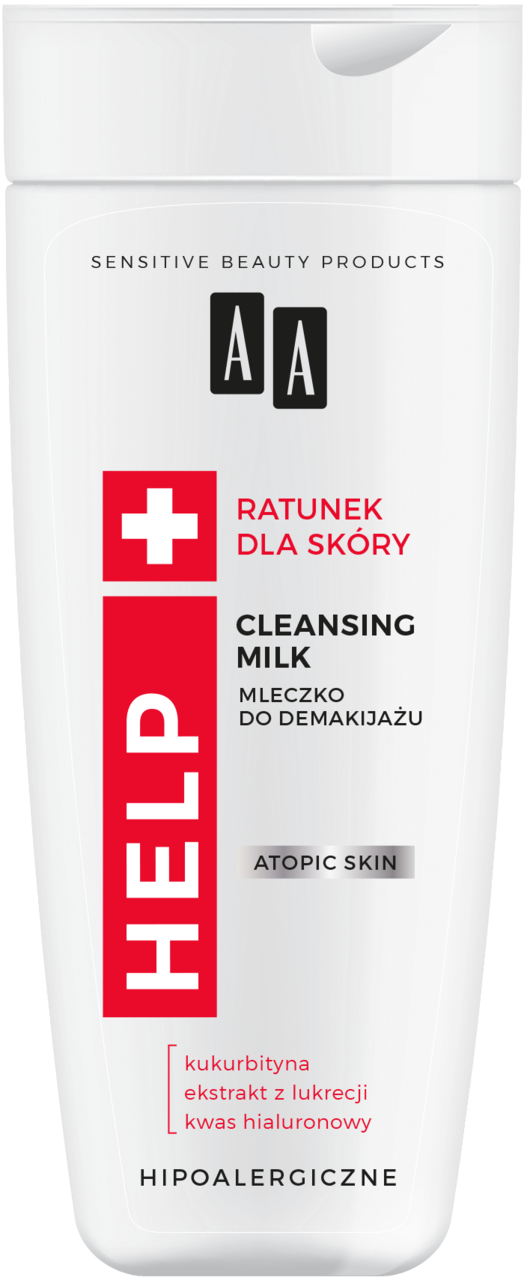 AA, Help, mleczko do demakijażu, cera atopowa, hipoalergiczne, 200 ml