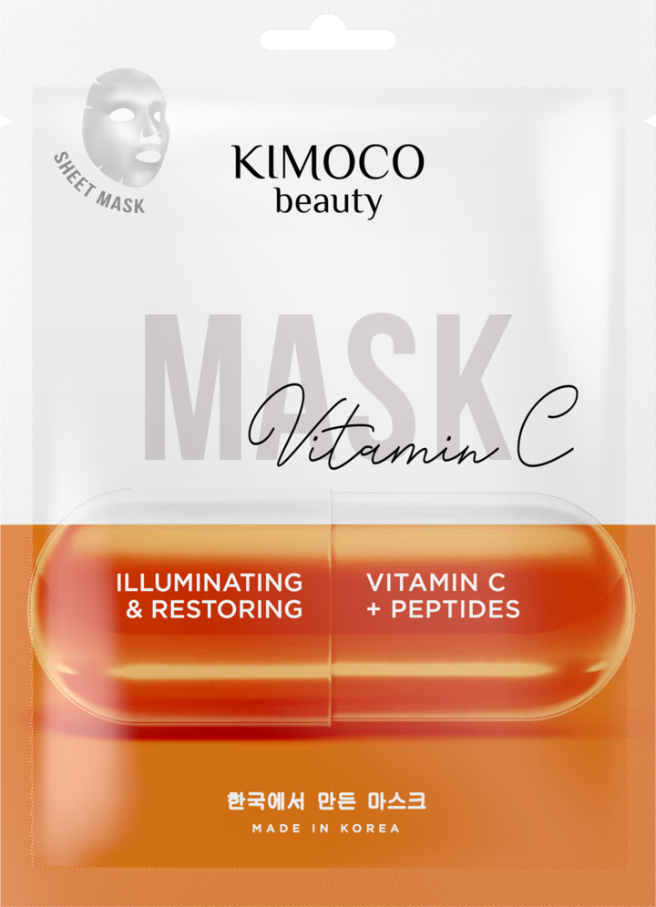 KIMOCO, Beauty, maska w płachcie z witaminą C, rozświetlenie i regeneracja, 25 ml