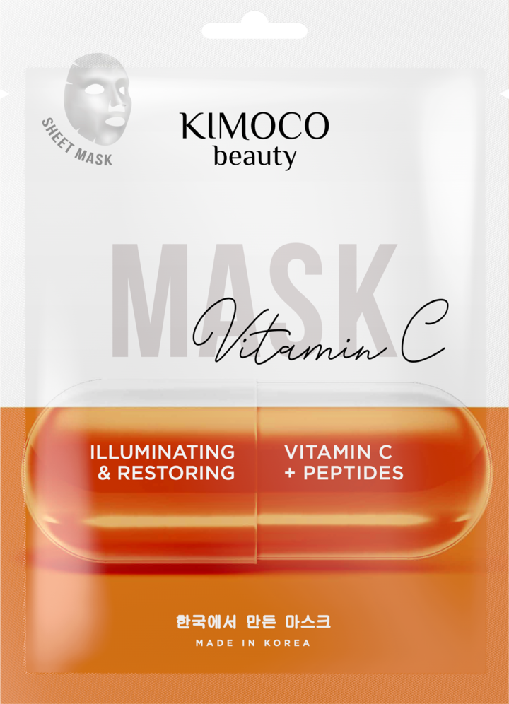 KIMOCO, Beauty, maska w płachcie z witaminą C, rozświetlenie i regeneracja, 25 ml