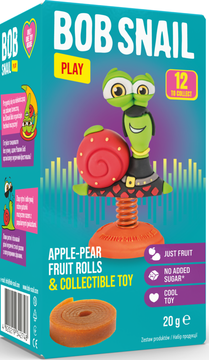 BOB SNAIL, Eat & Play, przekąska owocowa z zabawką, 20 g