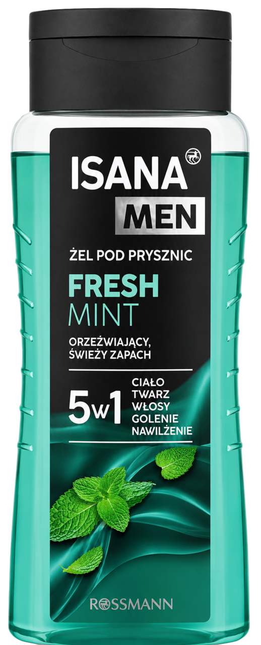ISANA MEN, żel pod prysznic, dla mężczyzn, 5w1, Fresh Mint, 300 ml