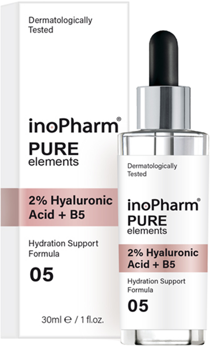 INOPHARM PURE ELEMENTS, serum do twarzy, z 2 kwasem hialuronowym, 30