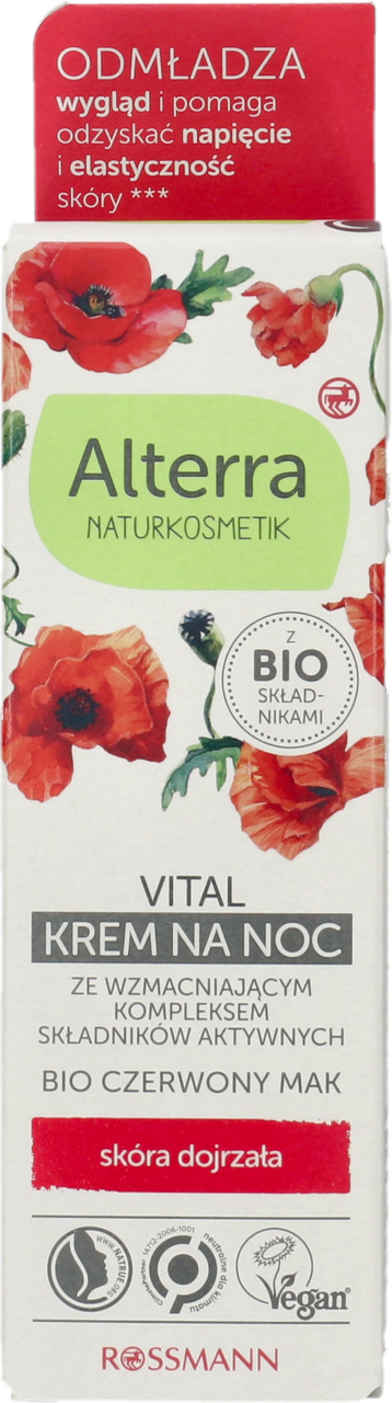 ALTERRA, Vital, krem do twarzy, Czerwony Mak Bio, na noc, 50 ml