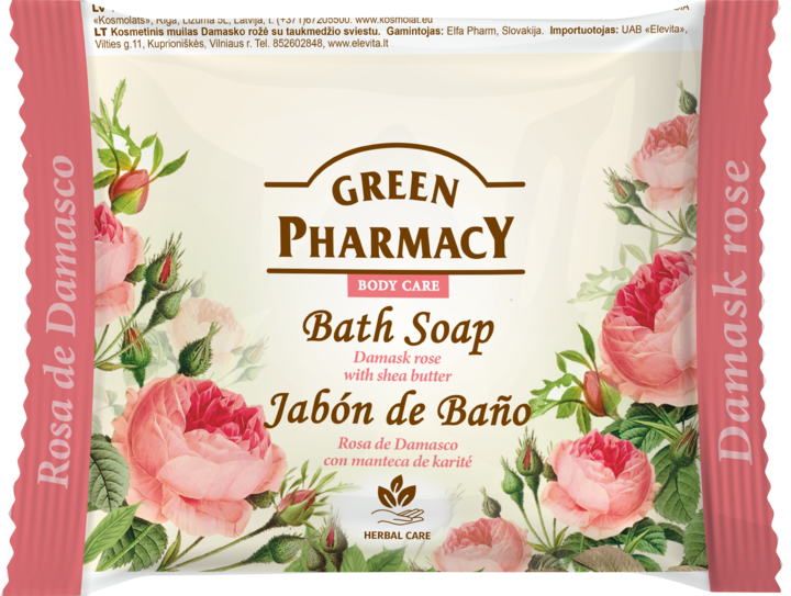 GREEN PHARMACY, Body Care, mydło w kostce, Róża Damasceńska i Masło Shea, 100 g