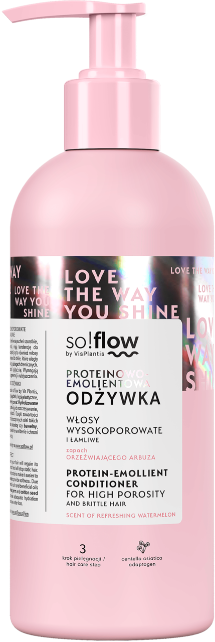 SO!FLOW BY VIS PLANTIS, odżywka do włosów wysokoporowatych, proteinowo-emolientowa, zapach orzeźwiającego arbuza, 400 ml