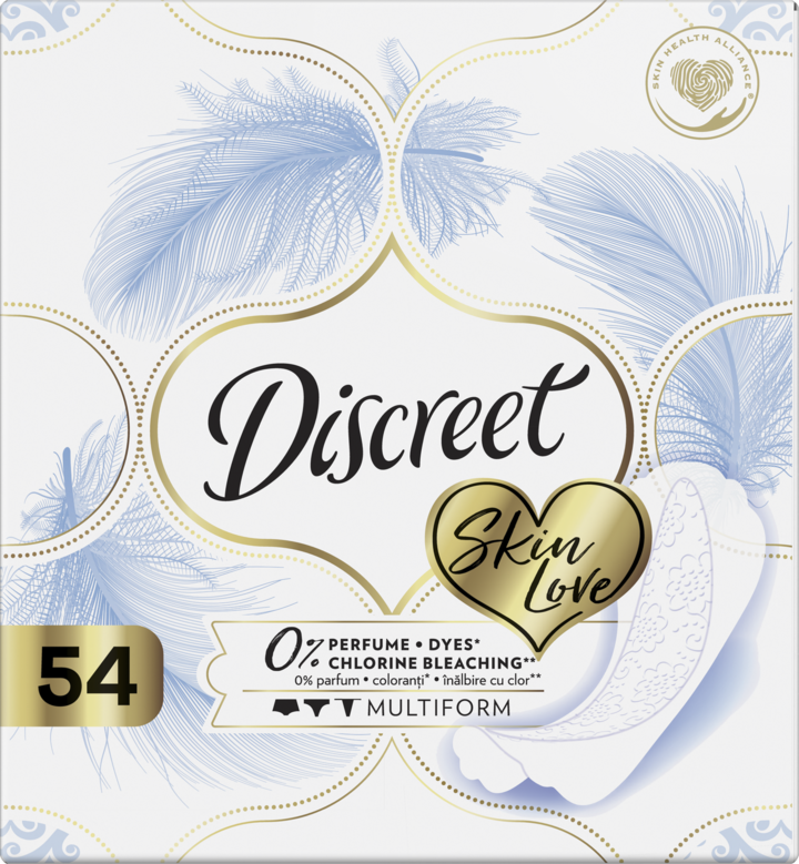 DISCREET, Skin Love, wkładki higieniczne bezzapachowe, 54 szt.