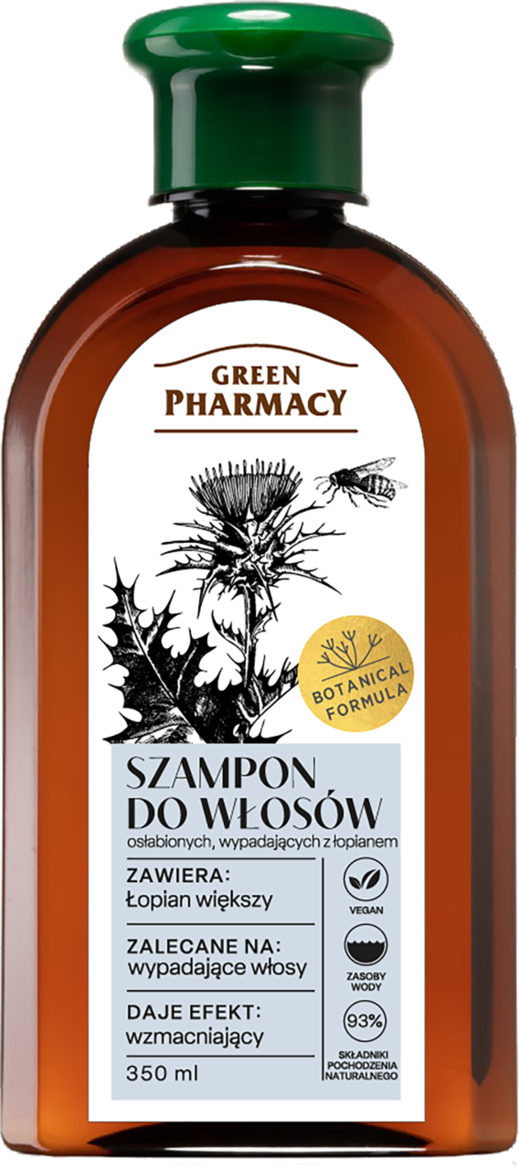 GREEN PHARMACY, szampon do włosów osłabionych, wypadających, z Łopianem, 350 ml
