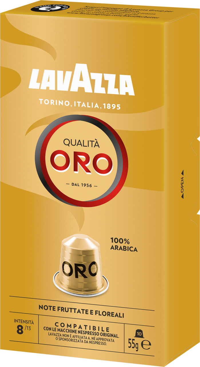 LAVAZZA, Qualita Oro, kawa palona, mielona w kapsułkach, 100%,Arabica, 10 szt.