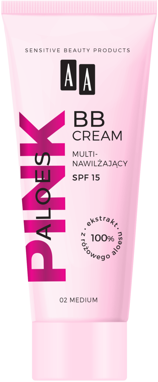 AA, Pink Aloes, krem BB do twarzy, multi-nawilżający, SPF 15, nr 02 Medium, 30 ml
