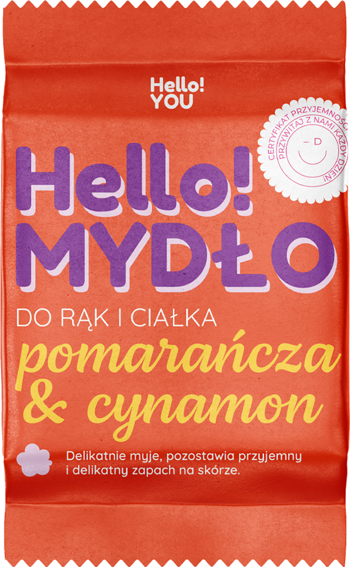 HELLO!YOU, mydło w kostce do rąk i ciała, Pomarańcza i Cynamon, 80 g