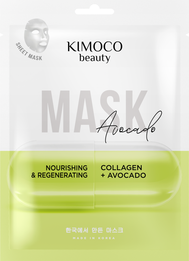 KIMOCO, Beauty, maska w płachcie z kolagenem, odżywczo-regenerująca, 23 ml