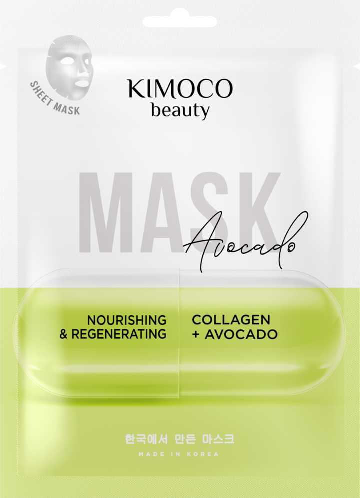 KIMOCO, Beauty, maska w płachcie z kolagenem, odżywczo-regenerująca, 23 ml