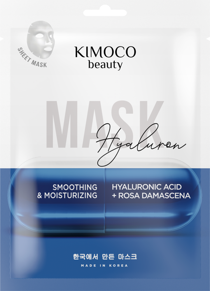 KIMOCO, Beauty, maska w płachcie z kwasem hialuronowym, wygładzająco-nawilżająca, 23 ml