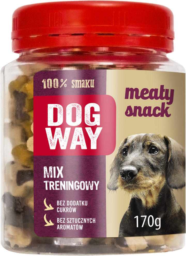 DOGWAY, Meaty Snack, karma uzupełniająca dla dorosłych psów, mix treningowy, 170 g