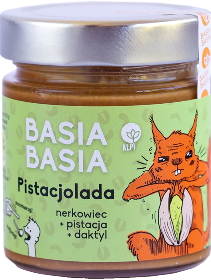 BASIA BASIA, Pistacjolada, krem do smarowania, na bazie nerkowców z pistacjami i daktylami, 195 g