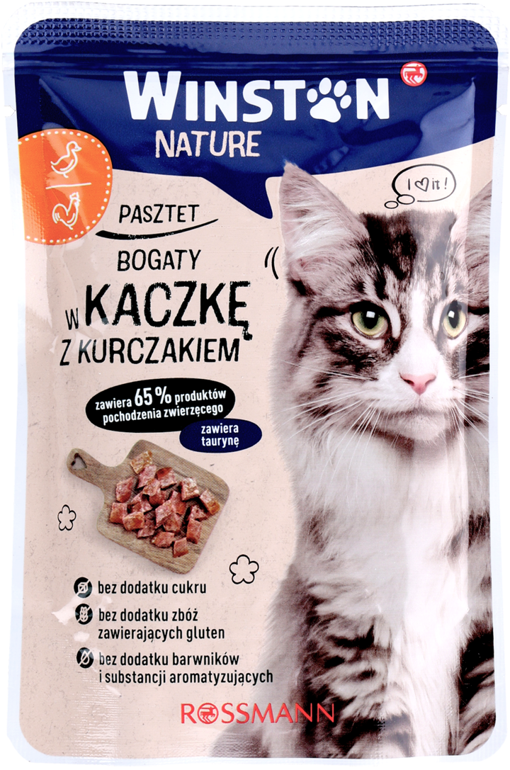 WINSTON, Nature, karma pełnoporcjowa mokra dla dorosłych kotów, z kaczką i kurczakiem, 85 g