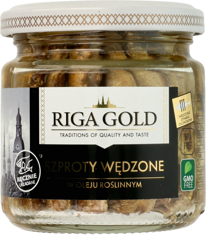 Shprot Riga RIGA GOLD, , szproty wędzone w oleju roślinnym, 185 g | Drogeria ...