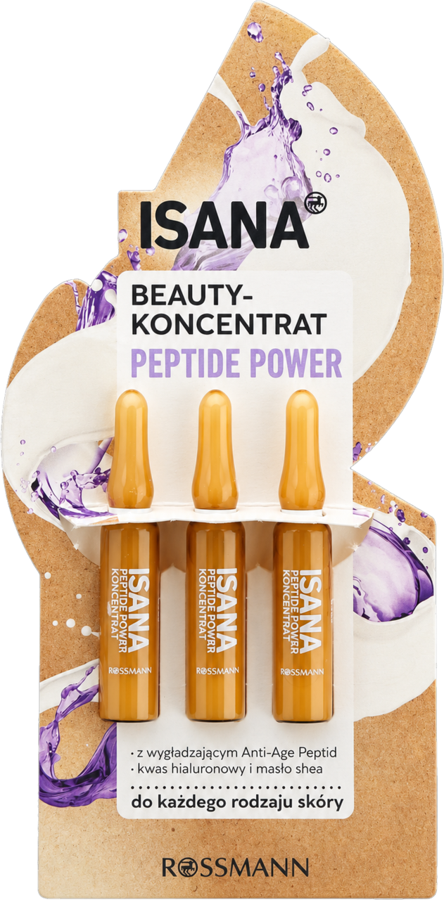 ISANA, Peptide Power, koncentrat do twarzy, z Kwasem Hialuronowym i Masłem Shea, 3 x 2 ml