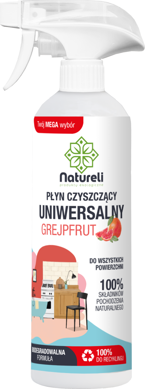 NATURELI, ECO, płyn czyszczący o zapachu grejpfruta, uniwersalny, 500 ml