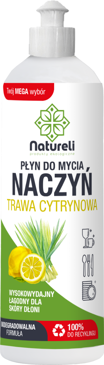 NATURELI, ECO, plyn do mycia naczyń, trawa cytrynowa, 500 ml