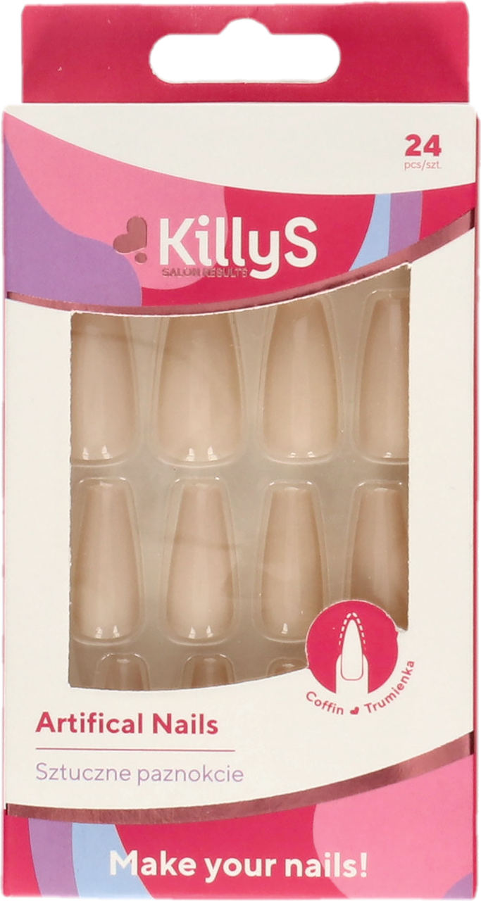 KILLYS, sztuczne paznokcie Coffin Carmel Nude, 24 szt. Drogeria