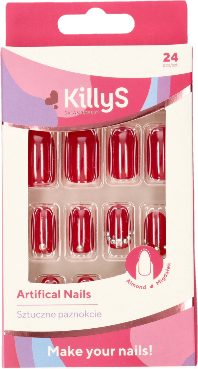 KILLYS, , sztuczne paznokcie Almond Magenta Blink, 24 szt. Drogeria