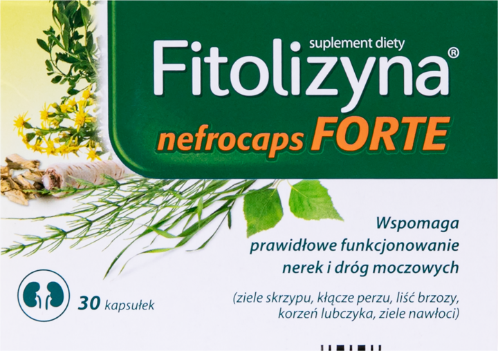 FITOLIZYNA, Nefrocaps Forte, kapsułki, wspomagające funkcjonowanie nerek i dróg moczowych, suplement diety, 30 szt.