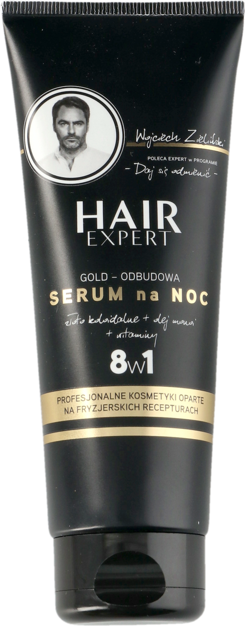 HAIR EXPERT, Odbudowa, serum do włosów na noc, 8w1, złoto koloidalne i