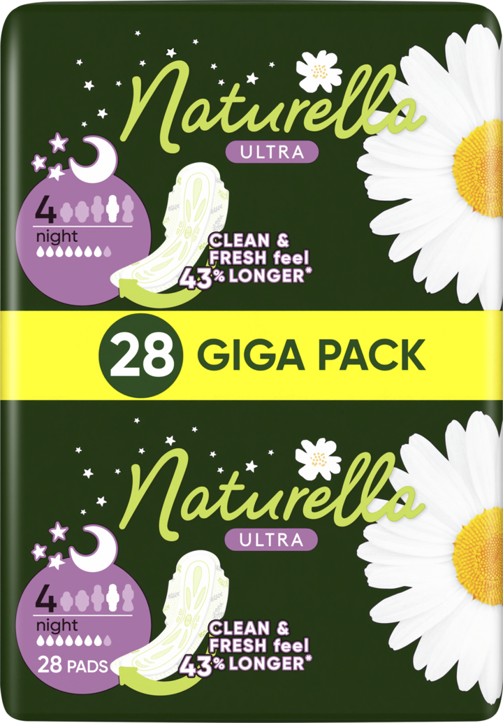 NATURELLA, Ultra, podpaski higieniczne, ze skrzydełkami, Night, 28 szt