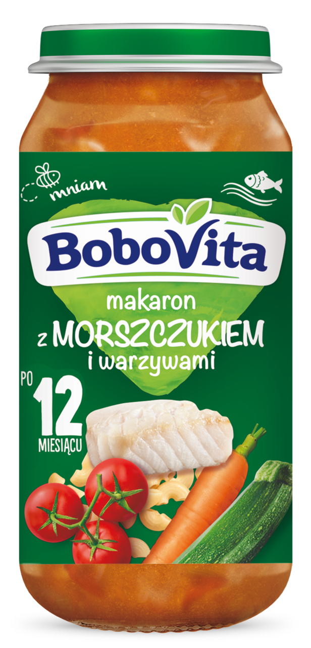 BOBOVITA, makaron z morszczukiem i warzywami, 12m+, 250 g