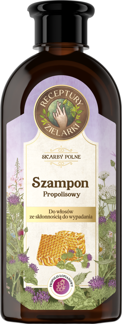 RECEPTURY ZIELARKI, szampon do włosów ze skłonnością do wypadania, Propolis Łopianowym i Pokrzywa, 350 ml