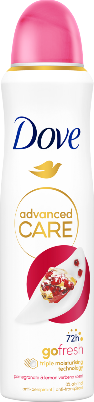 DOVE, Advanced Care Go Fresh, antyperspirant w sprayu, dla kobiet, 72h, Granat i Werbena Cytrynowa, 150 ml