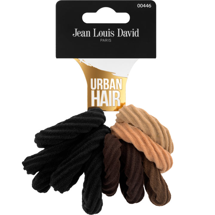 JEAN LOUIS DAVID, Urban Hair, gumki do włosów, Czarno-Brązowe, 10 szt.