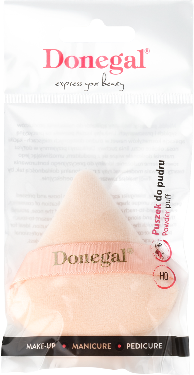 DONEGAL, puszek do pudru, trójkątny, mix, 1 szt.