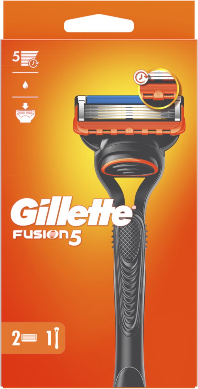 GILLETTE, Fusion 5, maszynka do golenia, dla mężczyzn, 1 rączka + 2 wkłady, 5 ostrzowa, 1 szt.